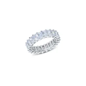 Sterling silver emerald cut eternity band