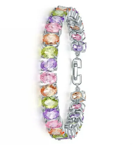 Sterling Silver Multicolor Gemstone Tennis Bracelet