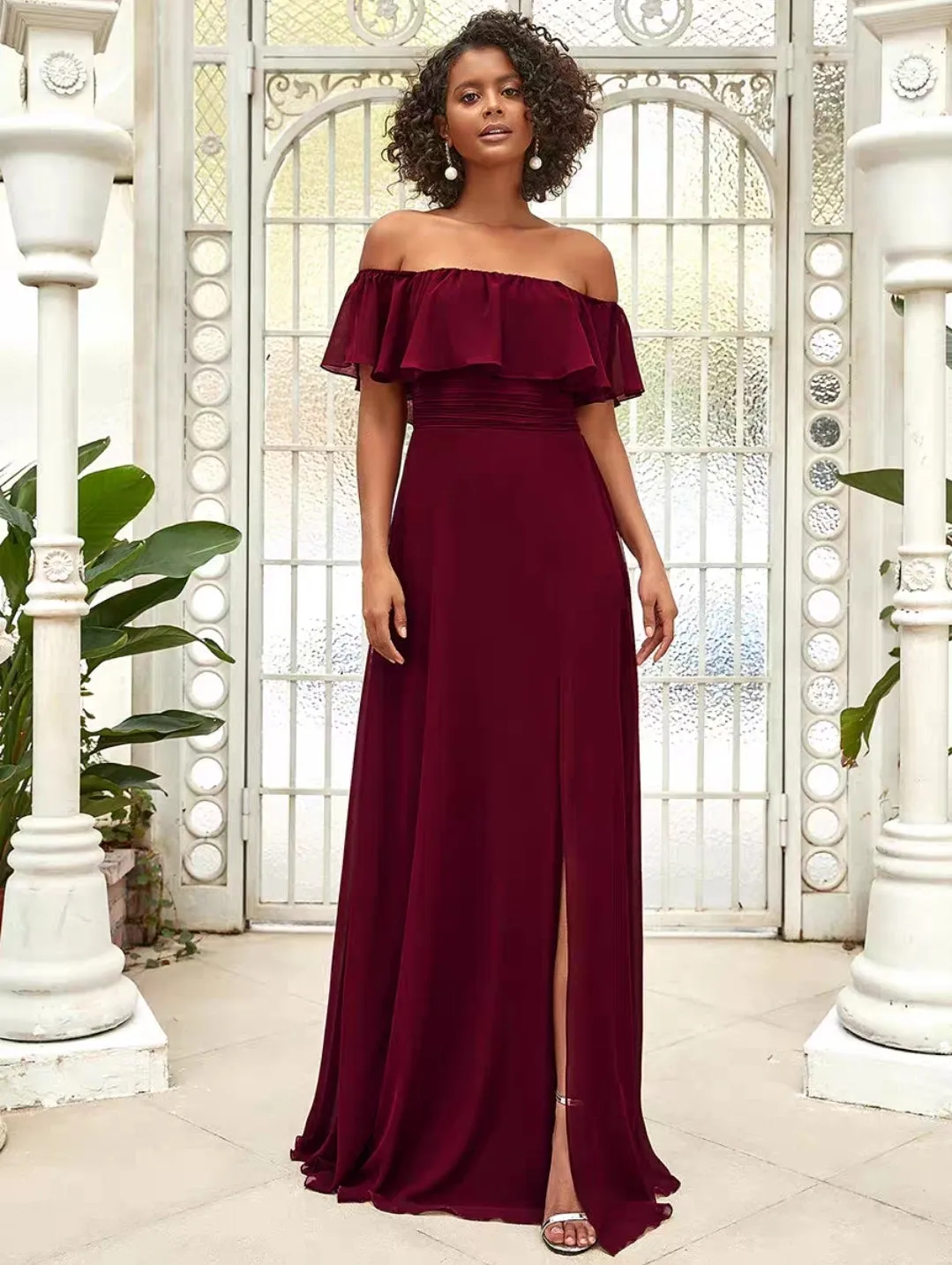 The Rosemary Off Shoulder Gown (Available in 14 Colours)