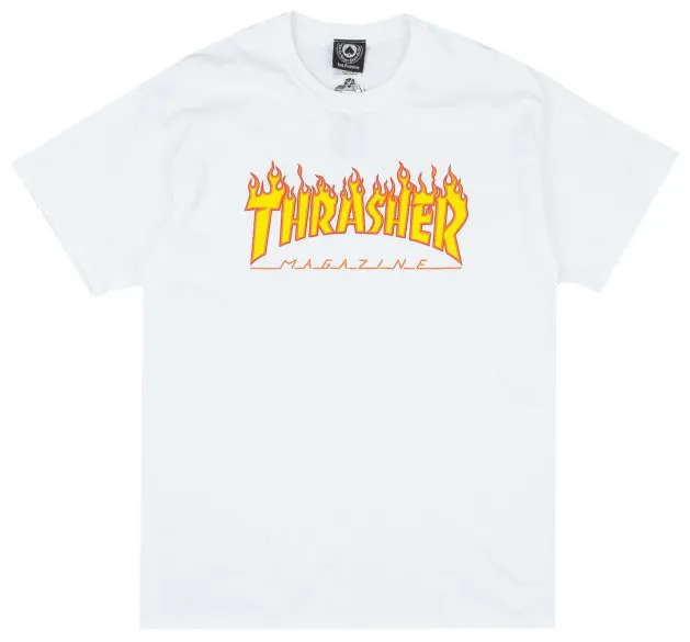 THRASHER MAGAZINE FLAME LOGO S/S White