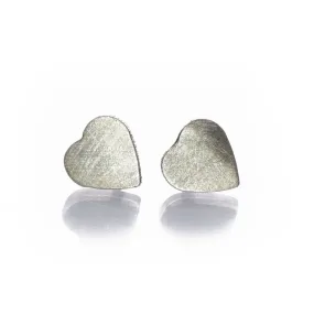 Tiny Sterling Silver Heart Stud Earrings, Ready to Ship