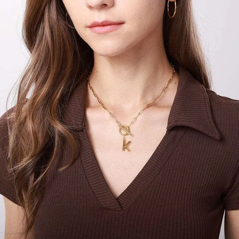 Toggle Initial Necklace