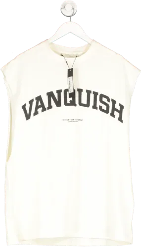 Vanquish Cream Varsity Sleeveless T Shirt UK L