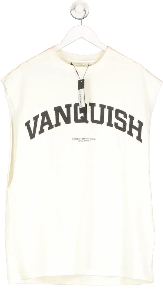 Vanquish Cream Varsity Sleeveless T Shirt UK L