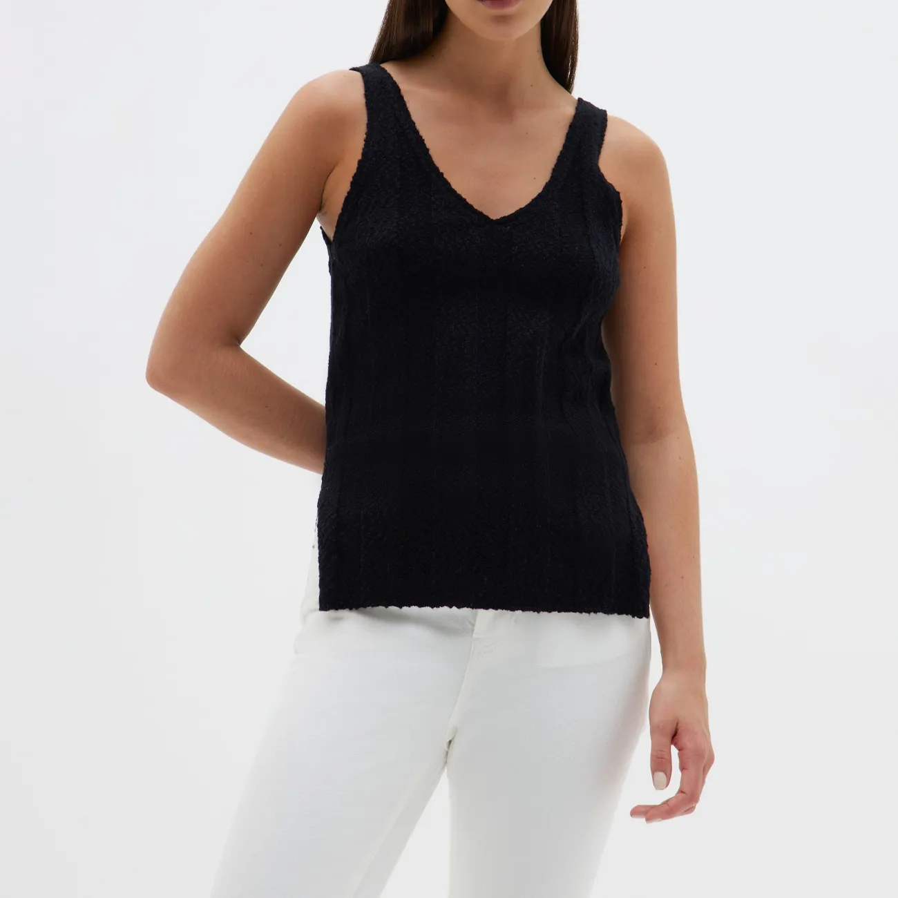 W NINA BOUCLE TOP BLACK