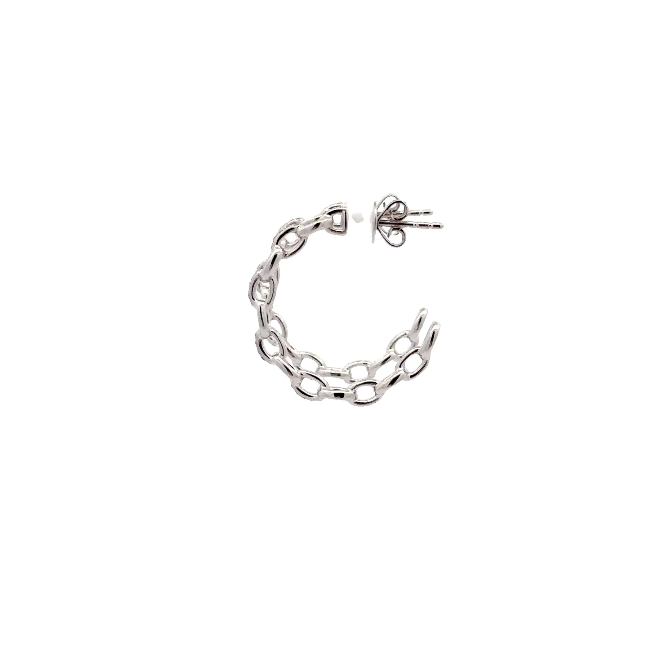 WD1237 14kt Gold Link Chain Hoop Earring with Diamond Detail