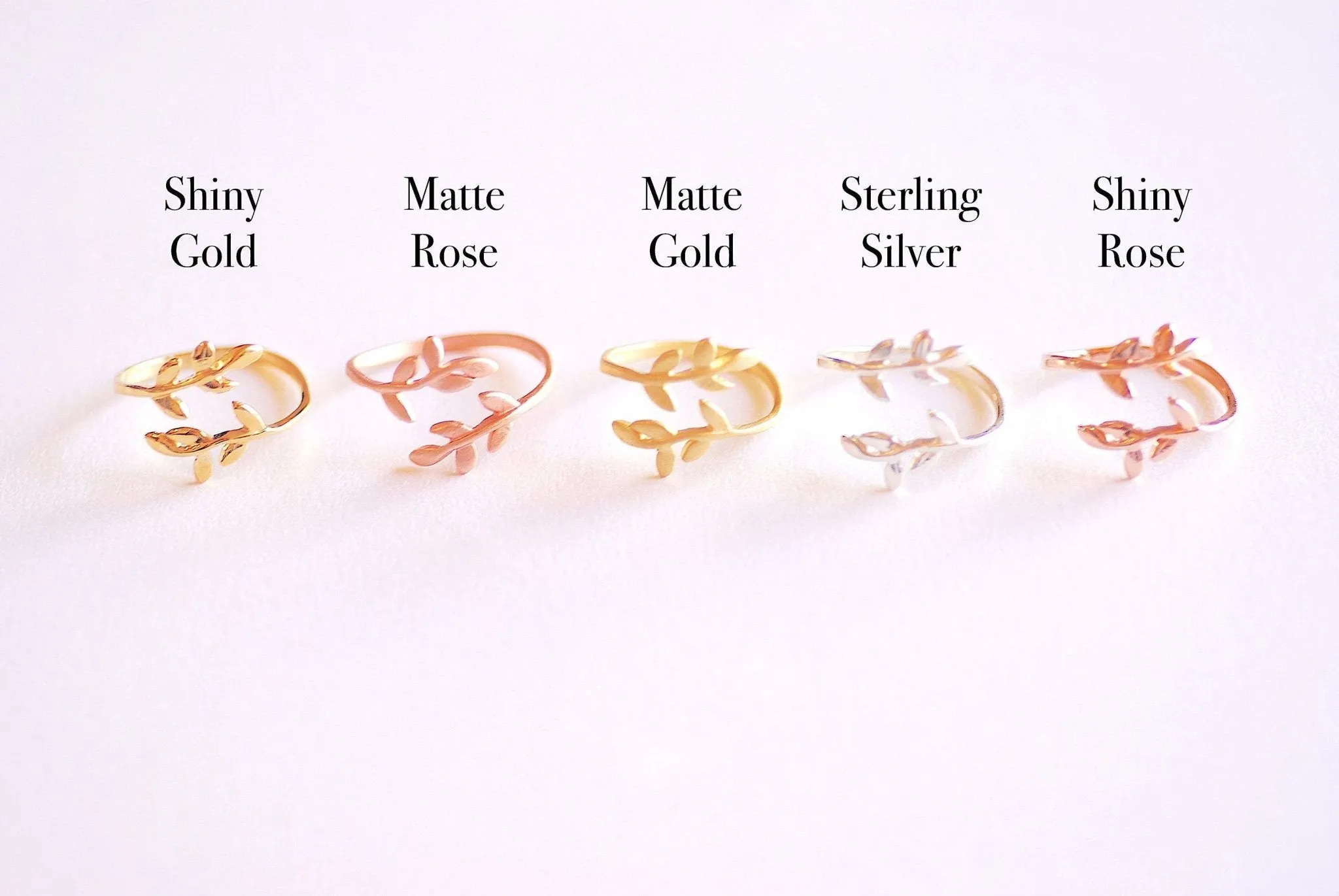 Wholesale Matte Pink Rose Gold Leaf Branch Ring, Leaf Ring, Layering Ring, Vine Ring, Laurel Ring, Nature Jewelry, twig ring, branch ring, tree ring,