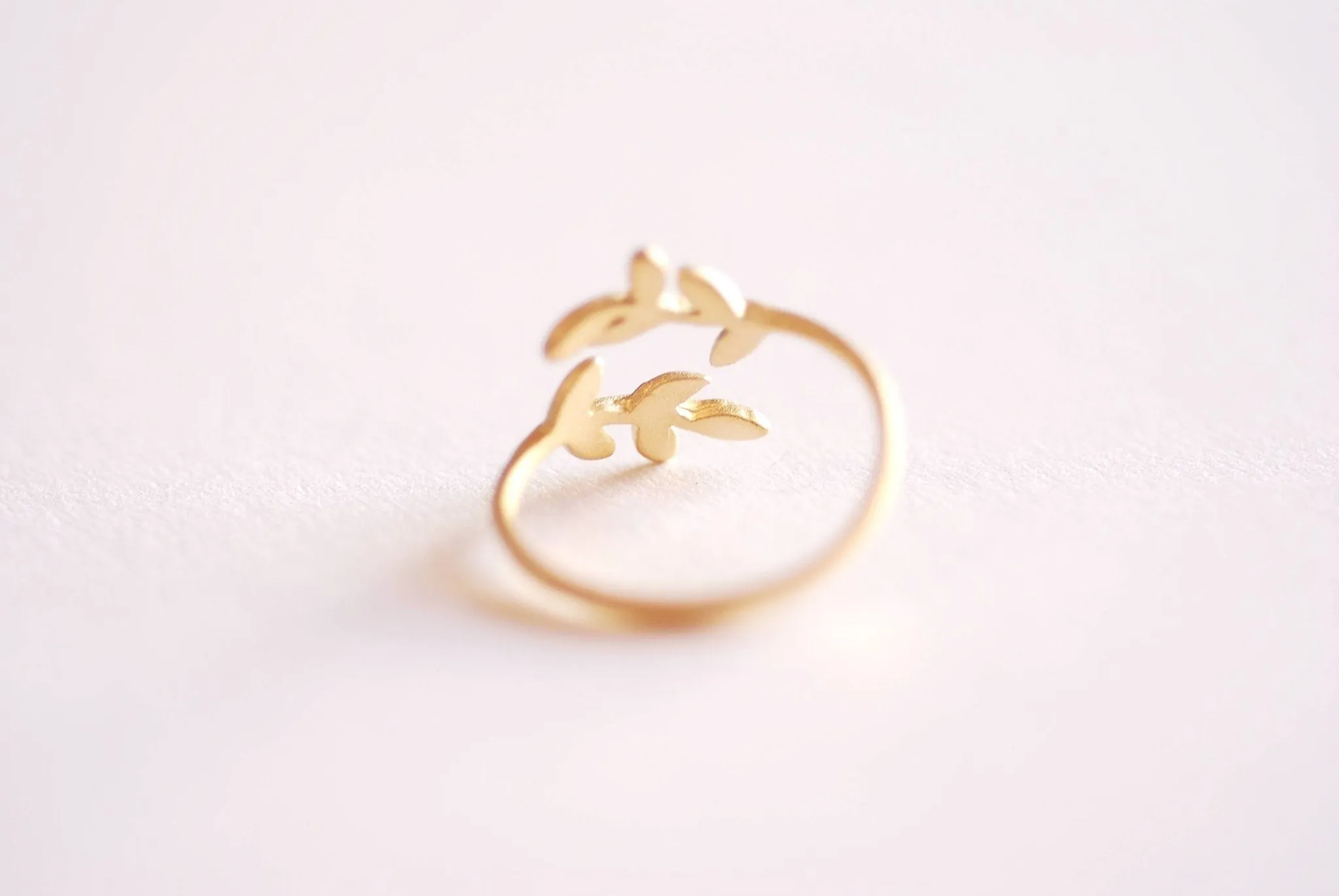 Wholesale Matte Pink Rose Gold Leaf Branch Ring, Leaf Ring, Layering Ring, Vine Ring, Laurel Ring, Nature Jewelry, twig ring, branch ring, tree ring,